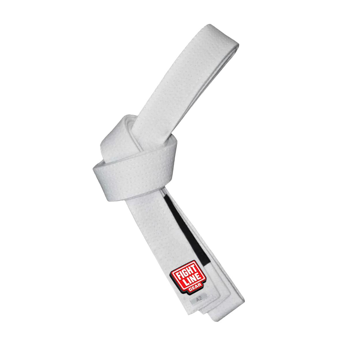 Front View: BJJ White Belt folded neatly showing reinforced stitching