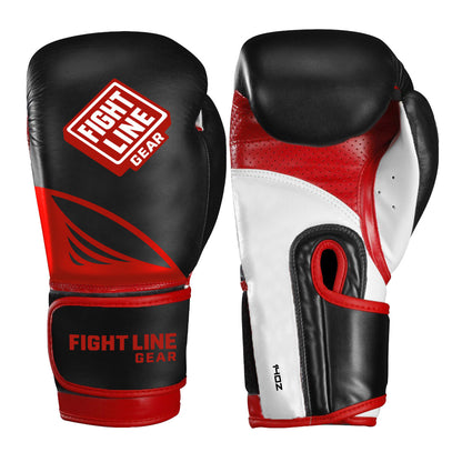 Black premium 16oz boxing gloves front view with secure wrist strap