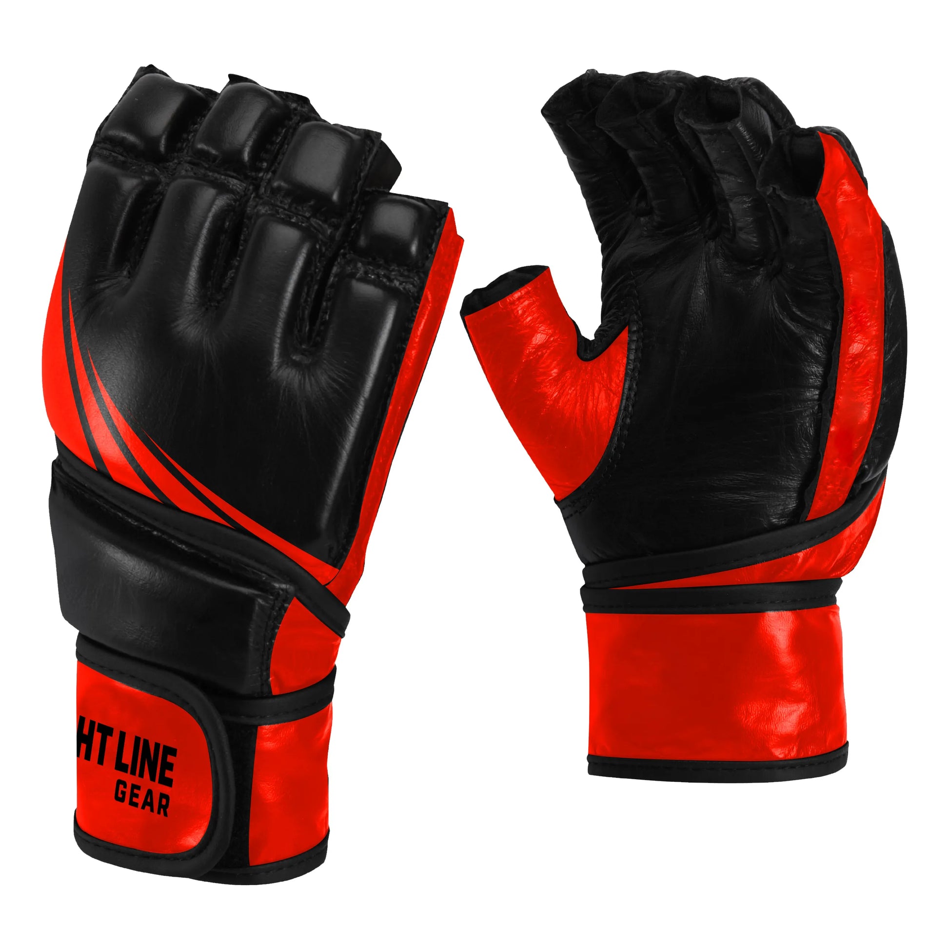 Premium MMA gloves front angle with secure wrist strap